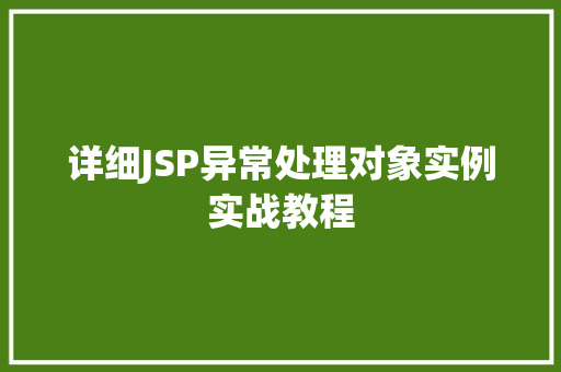详细JSP异常处理对象实例实战教程