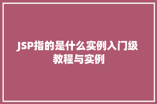 JSP指的是什么实例入门级教程与实例