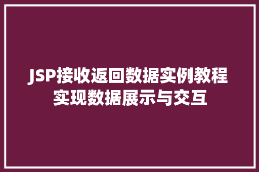 JSP接收返回数据实例教程实现数据展示与交互