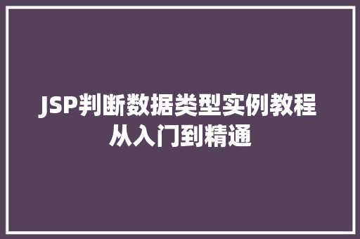 JSP判断数据类型实例教程从入门到精通