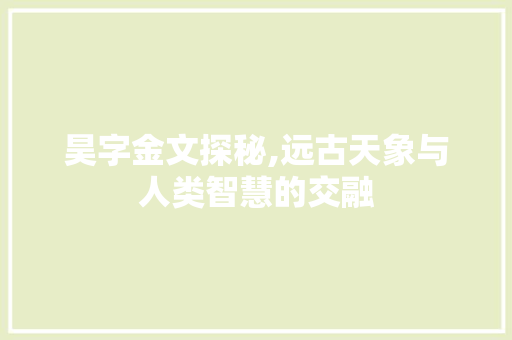 昊字金文探秘,远古天象与人类智慧的交融