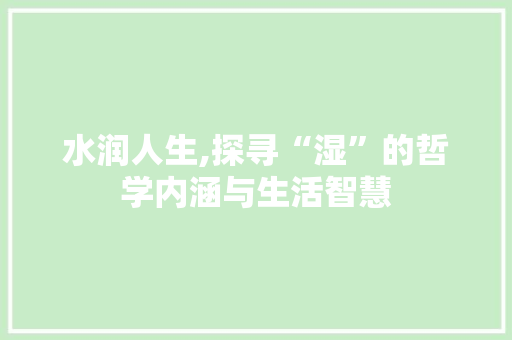 水润人生,探寻“湿”的哲学内涵与生活智慧