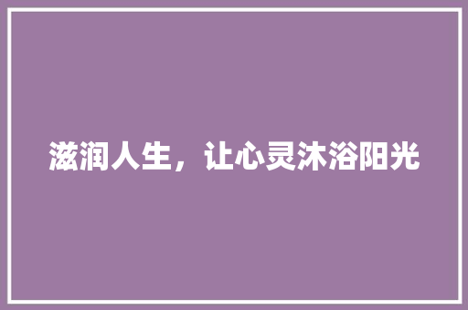 滋润人生，让心灵沐浴阳光