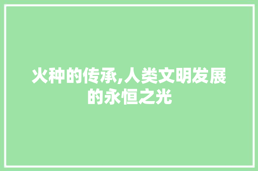 火种的传承,人类文明发展的永恒之光 第1张 火种的传承,人类文明发展的永恒之光 第1张