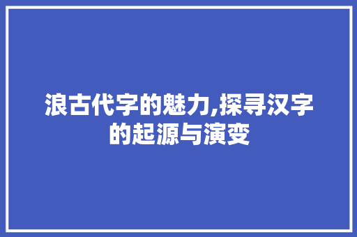 浪古代字的魅力,探寻汉字的起源与演变