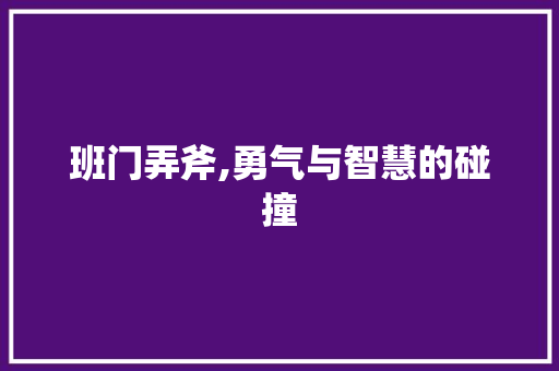 班门弄斧,勇气与智慧的碰撞