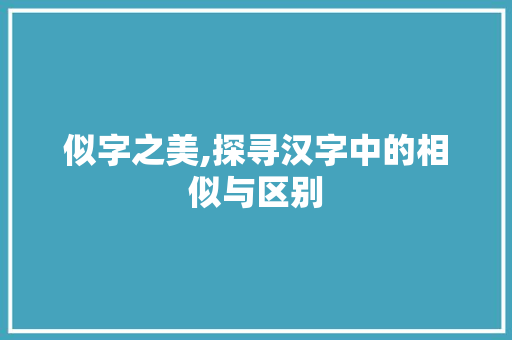 似字之美,探寻汉字中的相似与区别