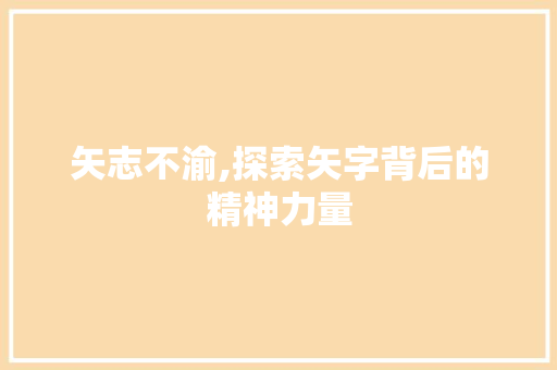 矢志不渝,探索矢字背后的精神力量