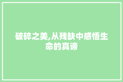 破碎之美,从残缺中感悟生命的真谛 第1张 破碎之美,从残缺中感悟生命的真谛 第1张