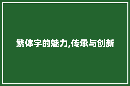 繁体字的魅力,传承与创新