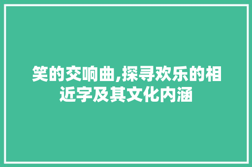 笑的交响曲,探寻欢乐的相近字及其文化内涵 第1张 笑的交响曲,探寻欢乐的相近字及其文化内涵 第1张