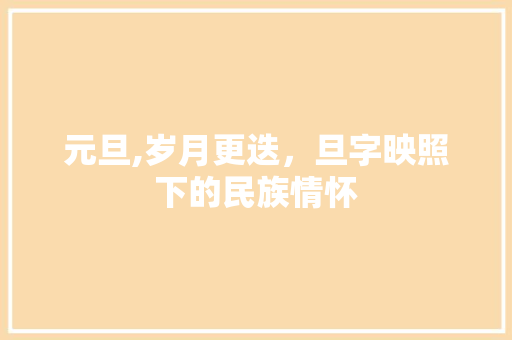 元旦,岁月更迭，旦字映照下的民族情怀