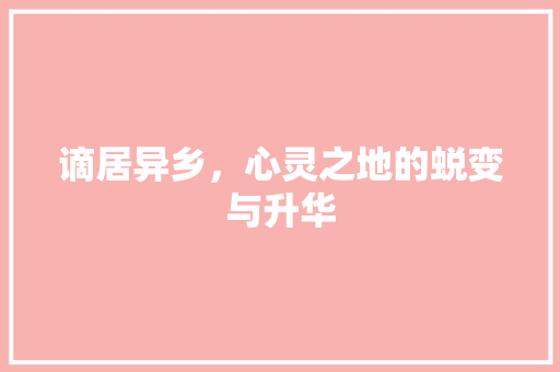 谪居异乡,心灵之地的蜕变与升华