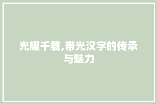 光耀千载,带光汉字的传承与魅力