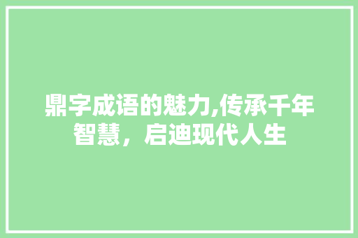 鼎字成语的魅力,传承千年智慧，启迪现代人生