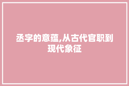 丞字的意蕴,从古代官职到现代象征  第1张