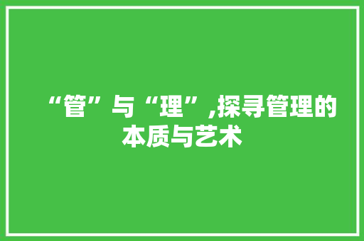 “管”与“理”,探寻管理的本质与艺术