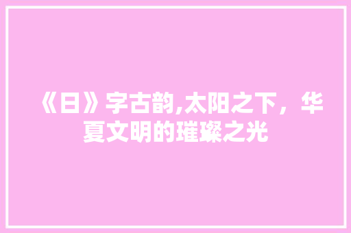 《日》字古韵,太阳之下，华夏文明的璀璨之光