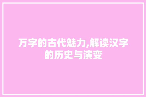 万字的古代魅力,解读汉字的历史与演变