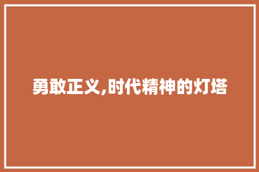 勇敢正义,时代精神的灯塔