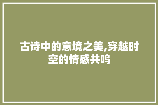 古诗中的意境之美,穿越时空的情感共鸣