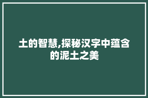 土的智慧,探秘汉字中蕴含的泥土之美 第1张 土的智慧,探秘汉字中蕴含的泥土之美 第1张
