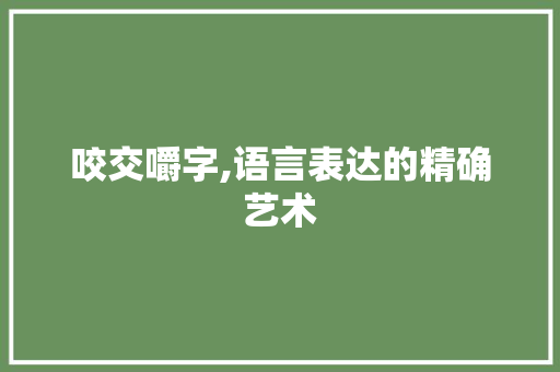 咬交嚼字,语言表达的精确艺术