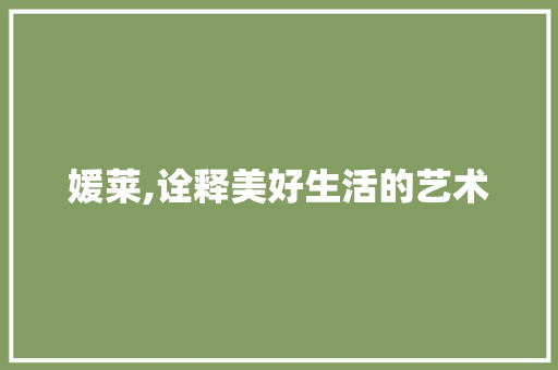 媛莱,诠释美好生活的艺术