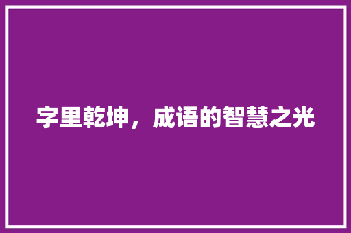 字里乾坤,成语的智慧之光