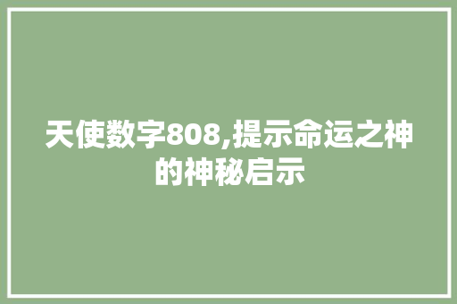 天使数字808,提示命运之神的神秘启示