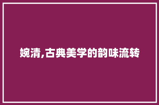 婉清,古典美学的韵味流转