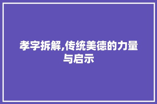 孝字拆解,传统美德的力量与启示