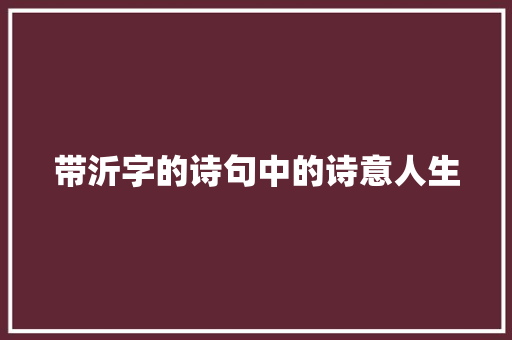 带沂字的诗句中的诗意人生