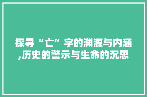 探寻“亡”字的渊源与内涵,历史的警示与生命的沉思