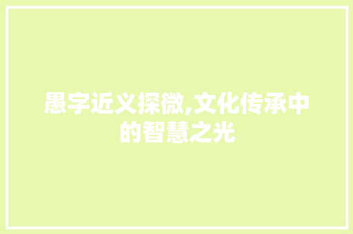 愚字近义探微,文化传承中的智慧之光