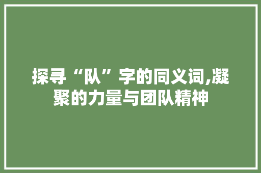 探寻“队”字的同义词,凝聚的力量与团队精神 第1张 探寻“队”字的同义词,凝聚的力量与团队精神 第1张