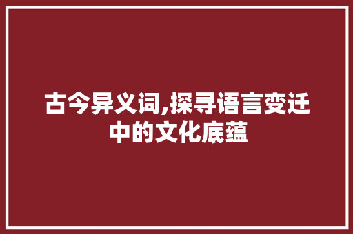 古今异义词,探寻语言变迁中的文化底蕴