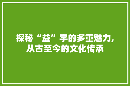 探秘“益”字的多重魅力,从古至今的文化传承  第1张