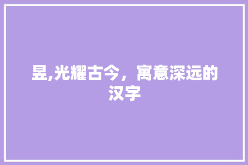 昱,光耀古今，寓意深远的汉字
