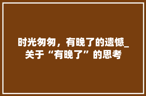 时光匆匆，有晚了的遗憾_关于“有晚了”的思考