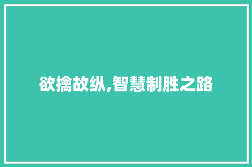 欲擒故纵,智慧制胜之路