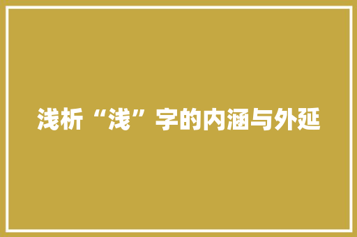 浅析“浅”字的内涵与外延
