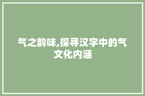 气之韵味,探寻汉字中的气文化内涵