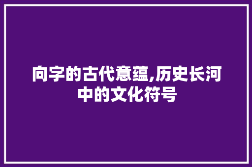 向字的古代意蕴,历史长河中的文化符号