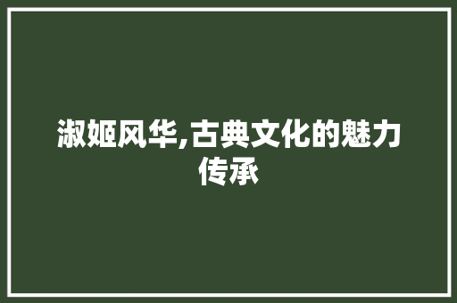淑姬风华,古典文化的魅力传承