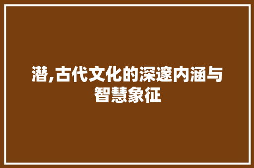 潜,古代文化的深邃内涵与智慧象征