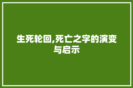 生死轮回,死亡之字的演变与启示