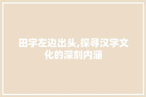 田字左边出头,探寻汉字文化的深刻内涵
