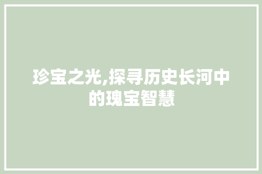 珍宝之光,探寻历史长河中的瑰宝智慧  第1张