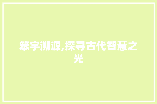 笨字溯源,探寻古代智慧之光